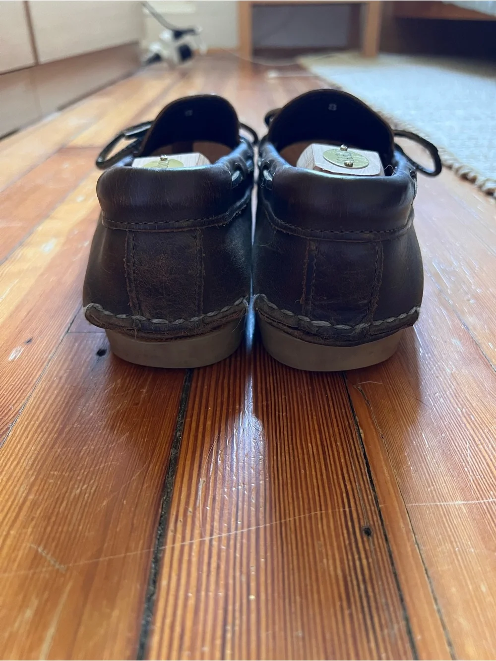 Quoddy Brown Leather Tie-Front Moccasins/Boat Shoes
